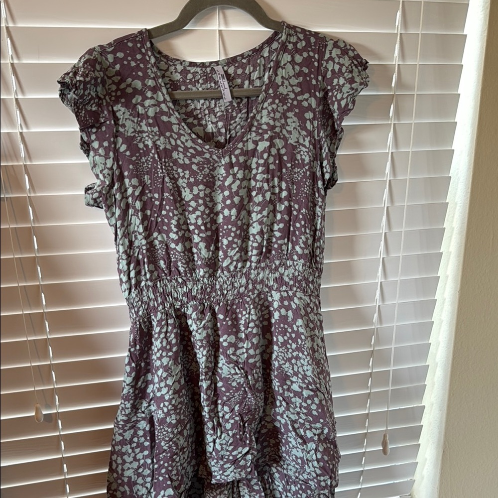Floral Print Purple Dress